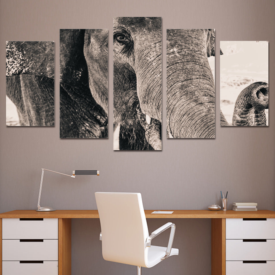 5 piece art canvas painting HD print wall pictures for living room elephant side face wall frames posters and prints ny-6030