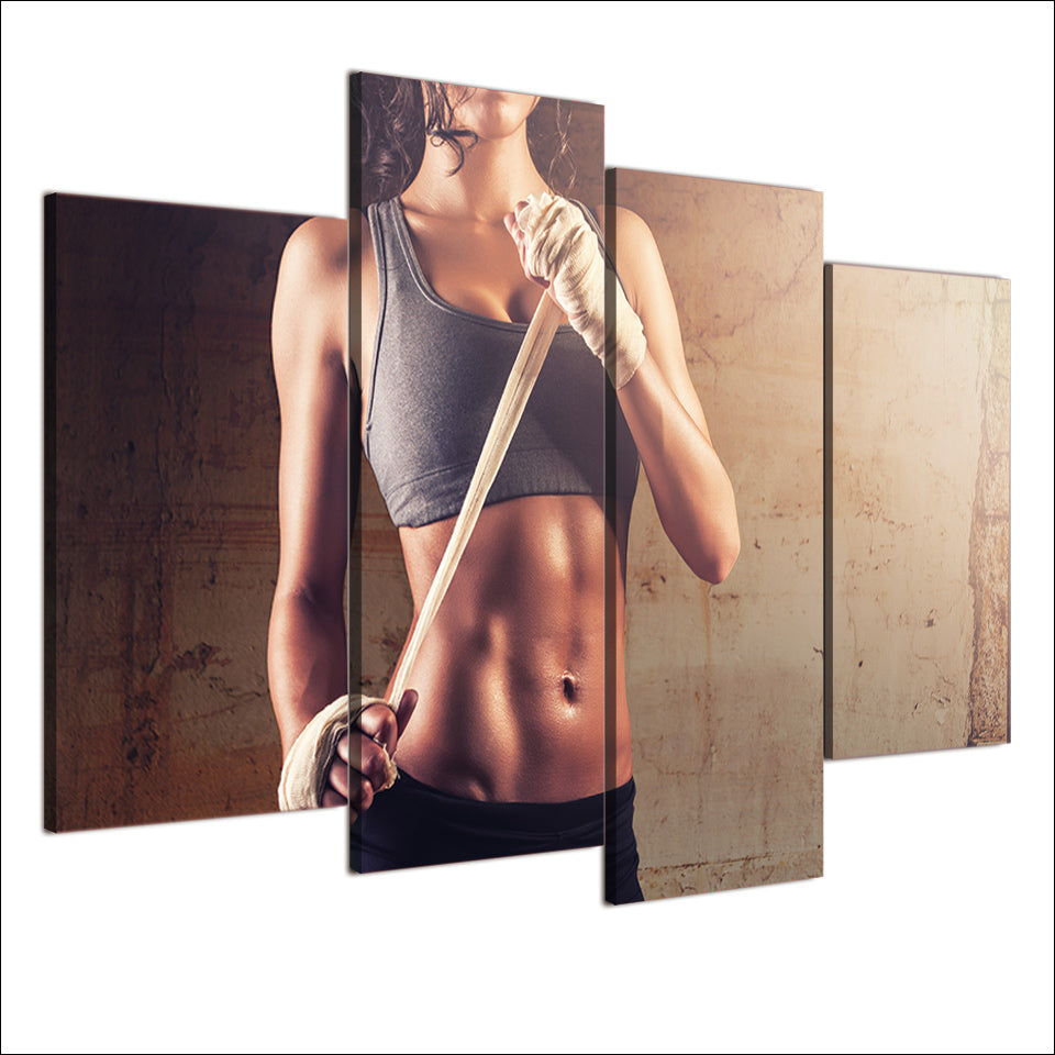 HD Printed 4 Piece Canvas Art Fitness Sexy HD Gym Bodybuilding Painting Wall Pictures for Living Room Free Shipping NY-6921D