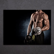 Load image into Gallery viewer, HD Printed 1 Piece Canvas Art Sexy HD Muscle Fitness Gym Dumbbells Painting Framed Wall Art Canvas Prints Free Shipping NY-6916D
