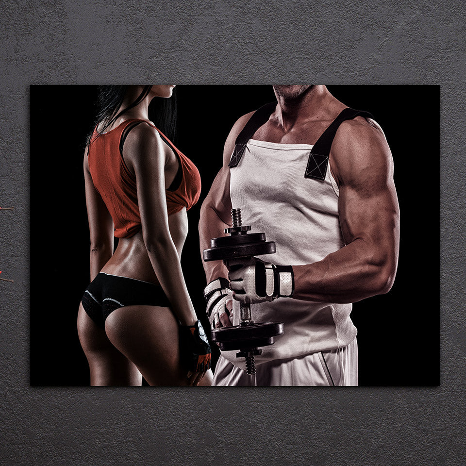 HD Printed 1 Piece Canvas Art Sexy HD Muscle Dumbbells Gym Fitness Painting Wall Pictures for Living Room Free Shipping NY-6914D