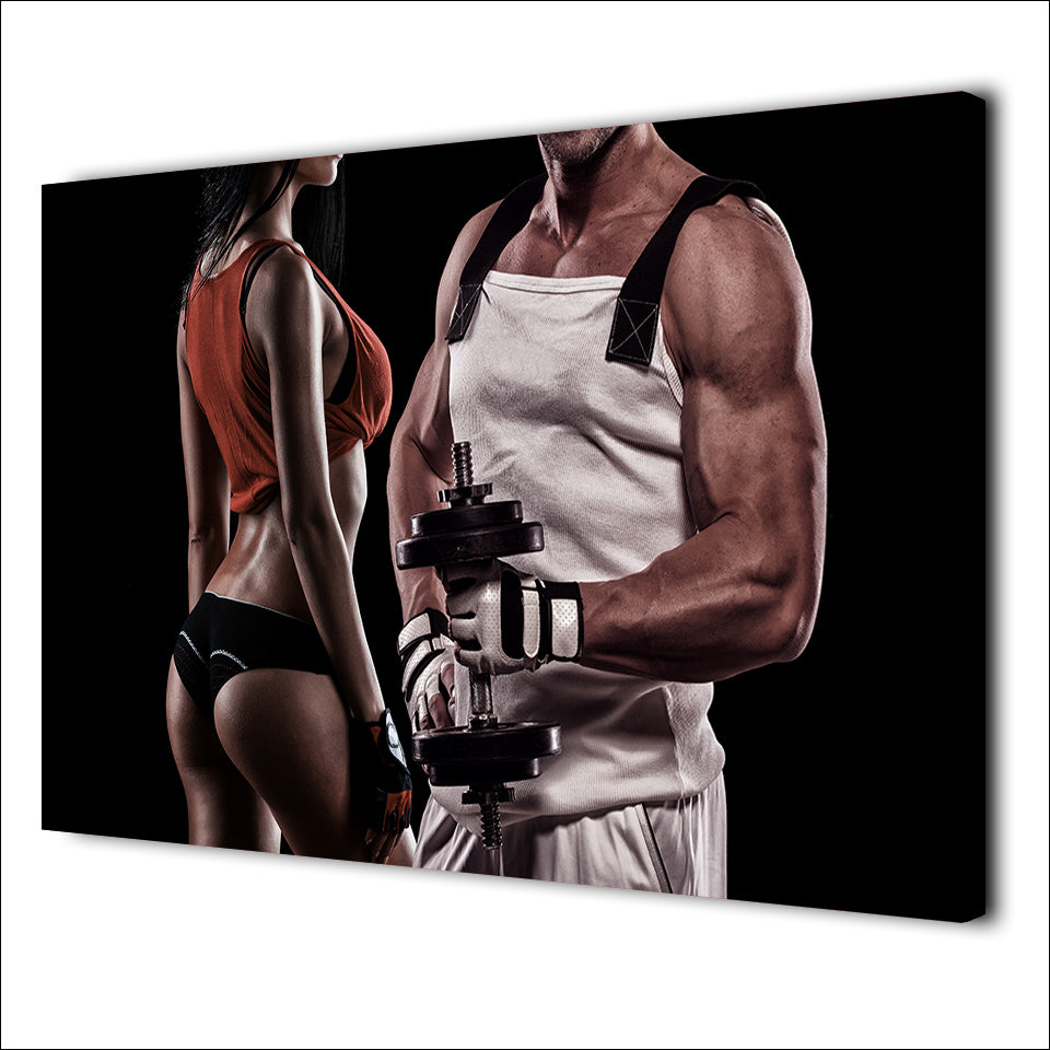 HD Printed 1 Piece Canvas Art Sexy HD Muscle Dumbbells Gym Fitness Painting Wall Pictures for Living Room Free Shipping NY-6914D