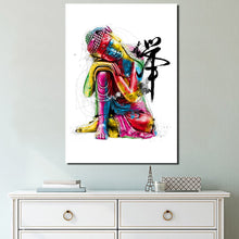 Load image into Gallery viewer, 1 piece Canvas Zen Art painting Colorful Buddha chan meditation buddha Zen painting free shipping ny-6640C
