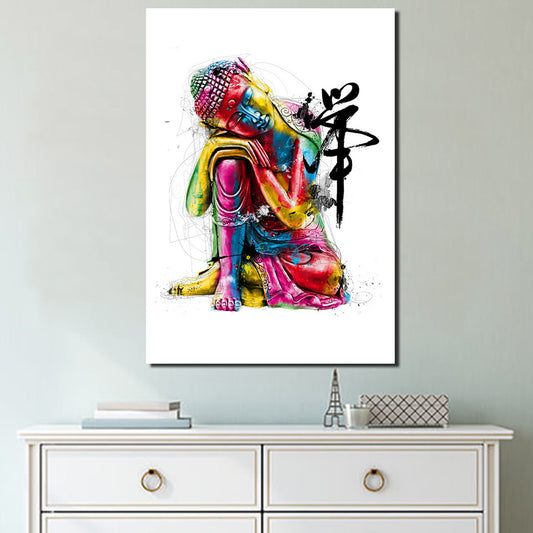 1 piece Canvas Zen Art painting Colorful Buddha chan meditation buddha Zen painting free shipping ny-6640C