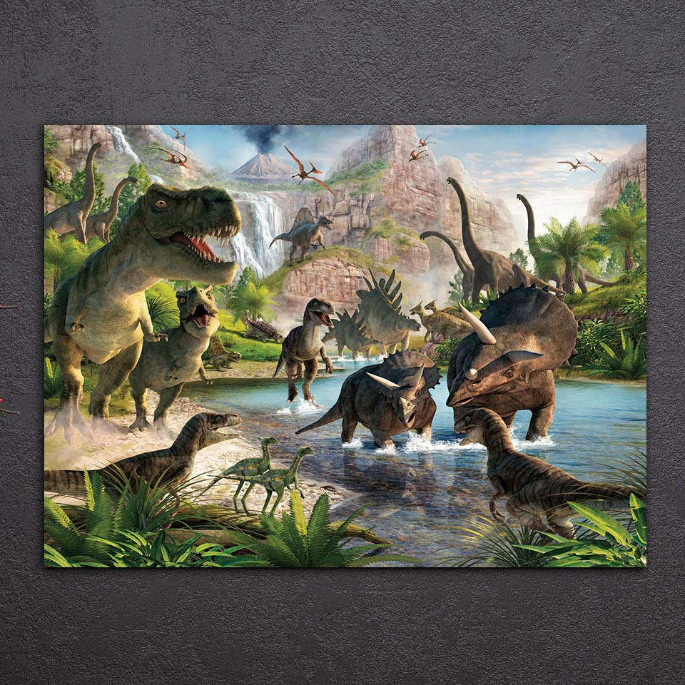 HD Printed 1 Piece Canvas Art Jurassic Jungle Dinosaur Birds Painting Wall Picture For Living Room Modern Free shipping NY-6912C
