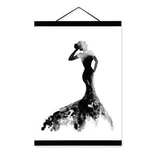 Load image into Gallery viewer, Black White Fashion Model Wooden Framed Canvas Paintin Modern Beautiful Girl Room Decor Big Wall Art Print Picture Poster Scroll
