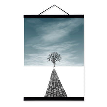 Load image into Gallery viewer, Modern Abstract Landscape Tree Road Photo Wooden Framed Canvas Paintings Nordic Home Decor Wall Art Print Pictures Poster Scroll
