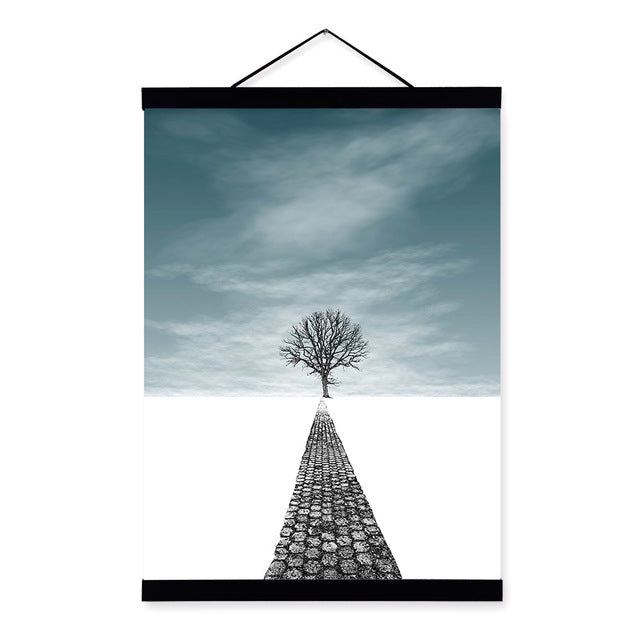 Modern Abstract Landscape Tree Road Photo Wooden Framed Canvas Paintings Nordic Home Decor Wall Art Print Pictures Poster Scroll
