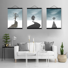 Load image into Gallery viewer, Modern Abstract Landscape Tree Road Photo Wooden Framed Canvas Paintings Nordic Home Decor Wall Art Print Pictures Poster Scroll

