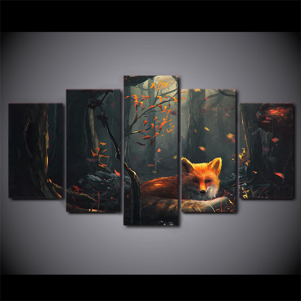 HD Printed 5 Piece Anime Canvas Wall Pictures for Living Room Modern Fox Forest Posters and Prints Free Shipping ny-6728B