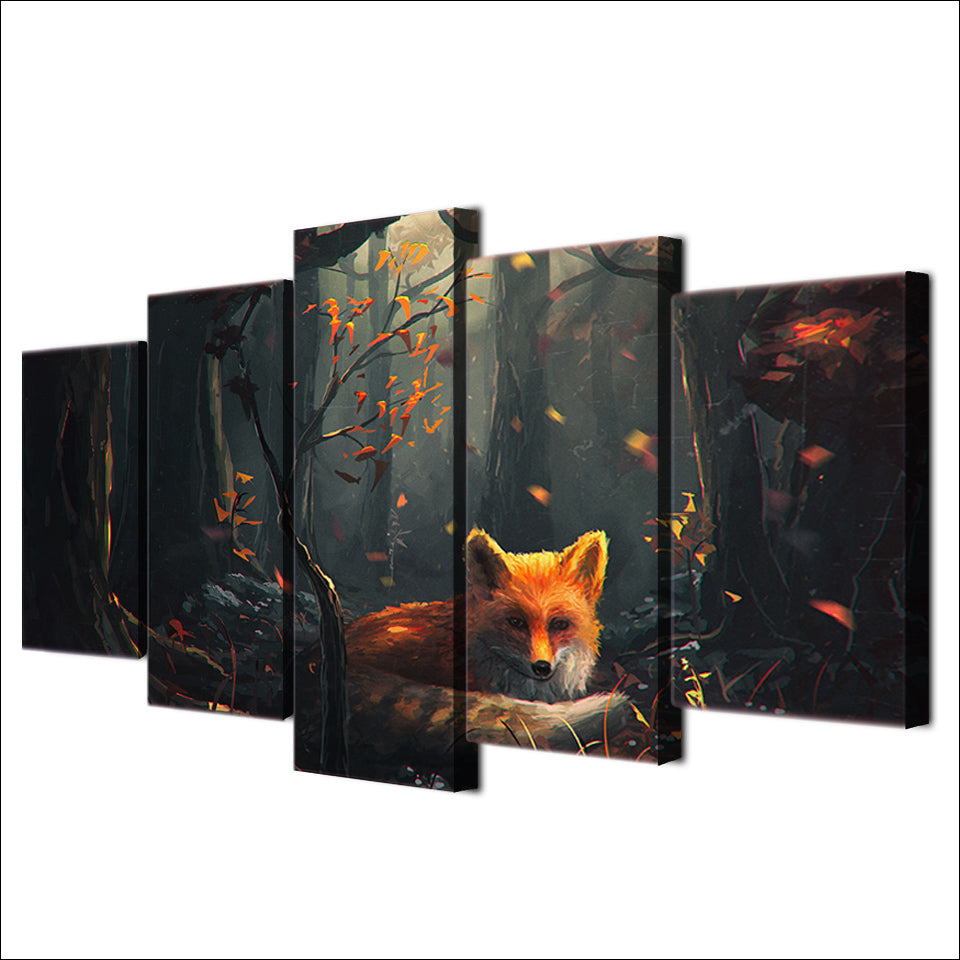 HD Printed 5 Piece Anime Canvas Wall Pictures for Living Room Modern Fox Forest Posters and Prints Free Shipping ny-6728B