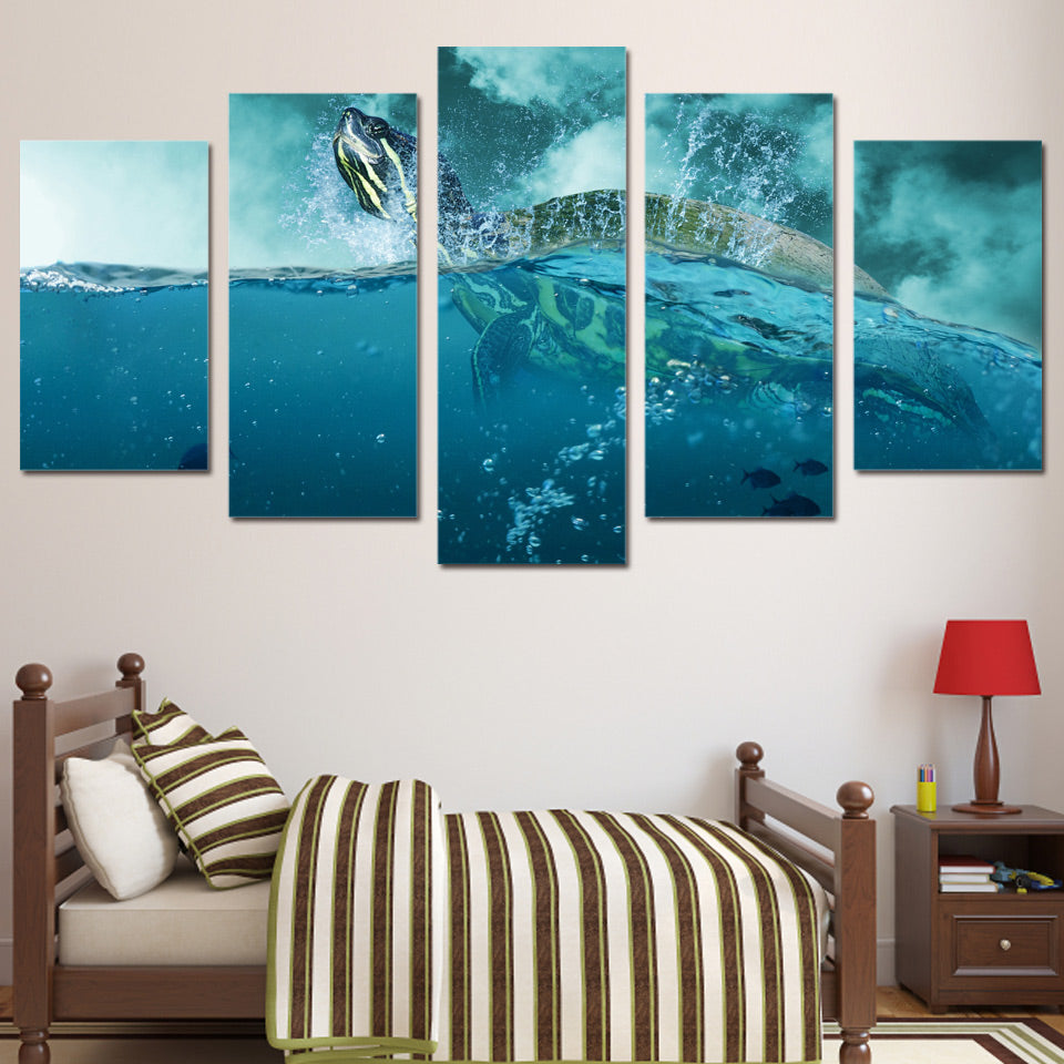 HD Printed 5 piece canvas art paintings ocean turtle animal canvas posters and prints wall decorations living room ny-6216