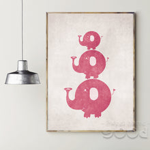 Load image into Gallery viewer, Vintage Cartoon Elephant Canvas Art Print Painting Poster,  Wall Pictures for Home Decoration, Nursery Home Decor YE106
