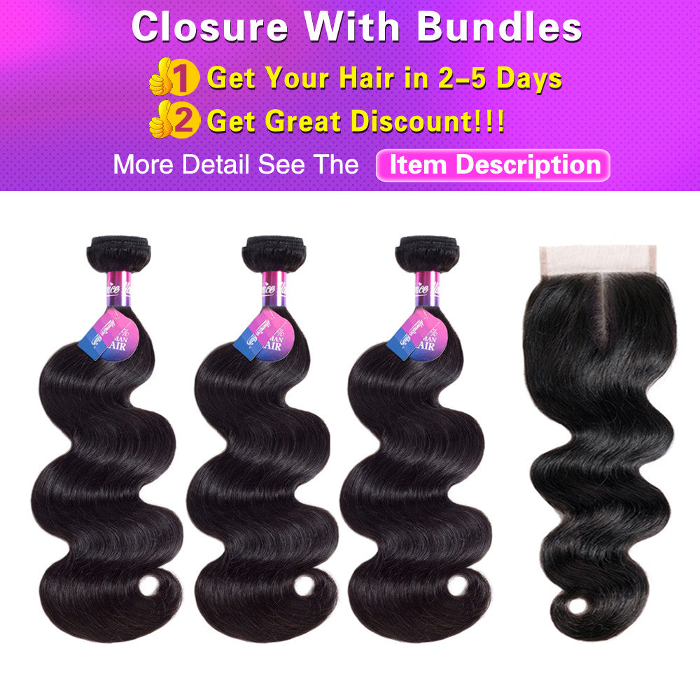 Mornice Hair Brazilian Body Wave 4X4 Lace Closure All Hand Tied Middle Part Density 130% Bleached Knots Remy Hair Free Shipping