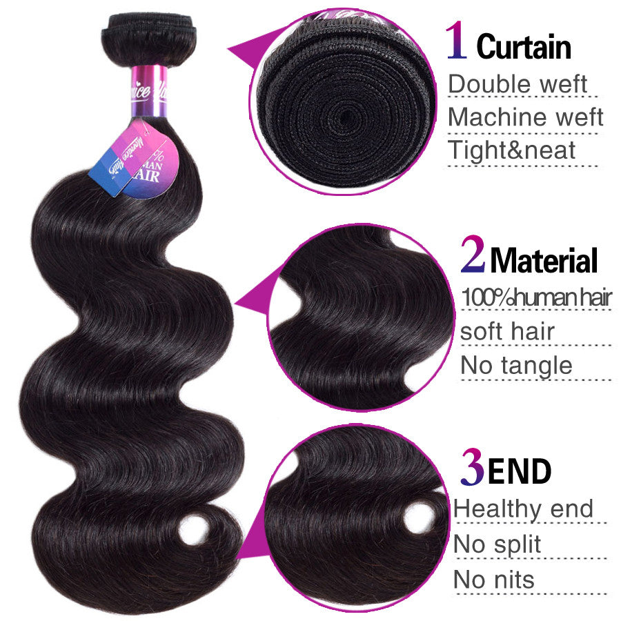 Mornice Hair Brazilian Body Wave Remy Hair 100% Human Hair Weave Natural Color Hair Bundles 100g 1 Bundle  Free Shipping 12"-26"