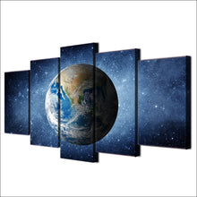 Load image into Gallery viewer, HD Printed 5 Piece Canvas Art Space Universe Stars Painting Blue Earth Wall Pictures for Living Room Free Shipping NY-6972B
