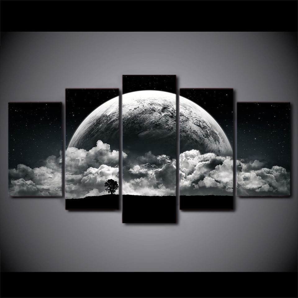 Canvas Paintings Printed 5 Pieces Night clouds planets Wall Art Canvas Pictures For Living Room Bedroom Home Decor CU-1424A