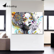 Load image into Gallery viewer, HD printed 1 piece canvas art girl with artwork flower painting wall pictures for living room modern free shipping/CU-1530C
