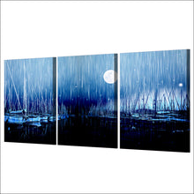 Load image into Gallery viewer, 3 piece canvas art sailboats moon night wall art canvas painting posters and prints wall pictures for living room ny-6659D
