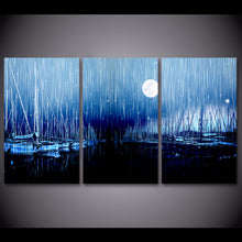 Load image into Gallery viewer, 3 piece canvas art sailboats moon night wall art canvas painting posters and prints wall pictures for living room ny-6659D
