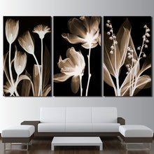 Load image into Gallery viewer, 3 Panel Canvas Art Plants Flower in Dark Canvas Painting Wall Art Canvas Poster and Print Wall Picture for Living Room ny-6643D
