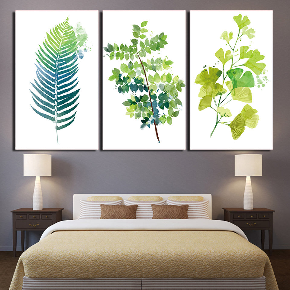 HD printed 3 Piece Green Plant Leaves Canvas Painting Nordic Decoration Wall Pictures for Living Room Free Shipping ny-6759D