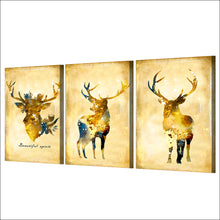 Load image into Gallery viewer, HD printed 3 Piece Golden Deer Elk animal Wall Art Paintings for Living Room Wall Posters and Prints Free Shipping ny-6751D
