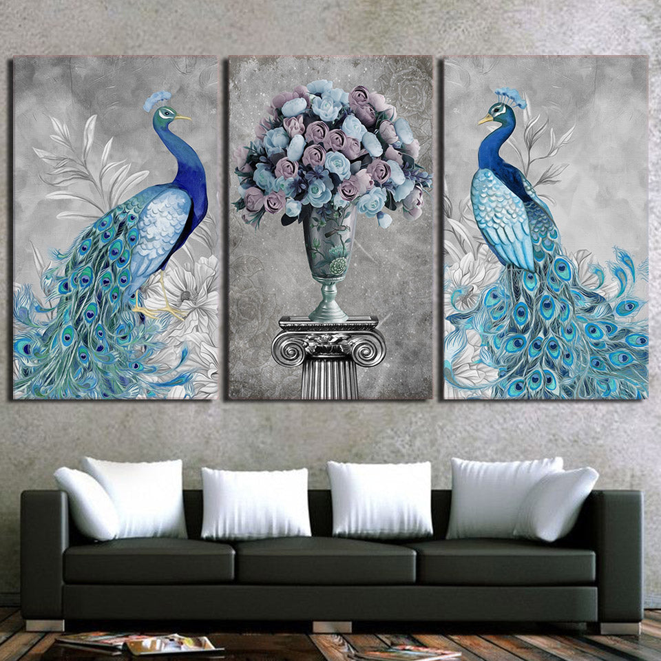 3 piece canvas art peacock Couple wall art HD printed posters and prints wall picture for living room free shipping ny-6649D