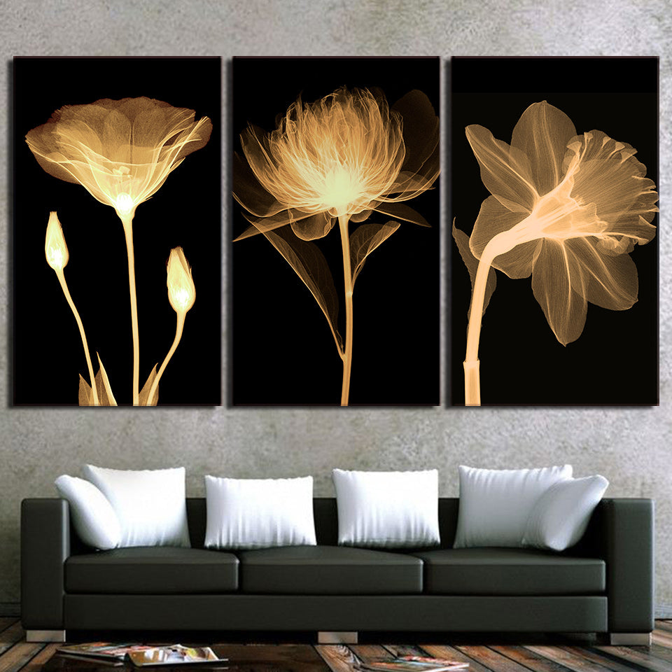 HD print 3 piece Canvas Art transparent flower black Painting Wall Picture for Living Room Wall Art  ny-6644D