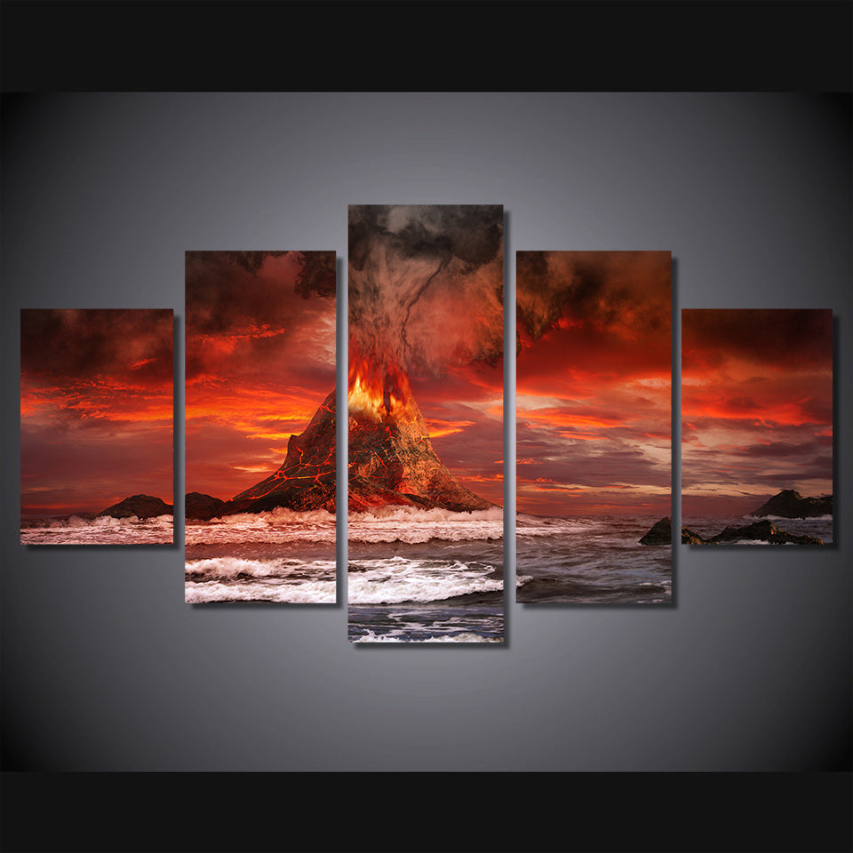 HD Printed mountains volcano sea ocean Painting Canvas Print room decor print poster picture canvas Free shipping/ny-4537