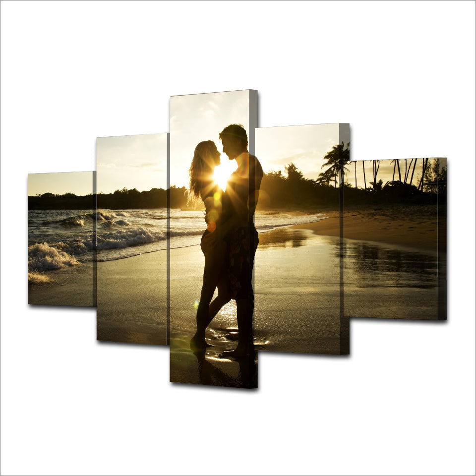 HD Printed Sunset Beach couple Painting Canvas Print room decor print poster picture canvas Free shipping/ny-6328