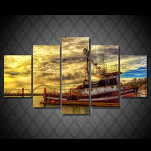 Load image into Gallery viewer, HD Printed 5 piece Canvas Art Sunset Boat Seascape Painting Canvas living room decor posters and prints Free shipping/ny-6033
