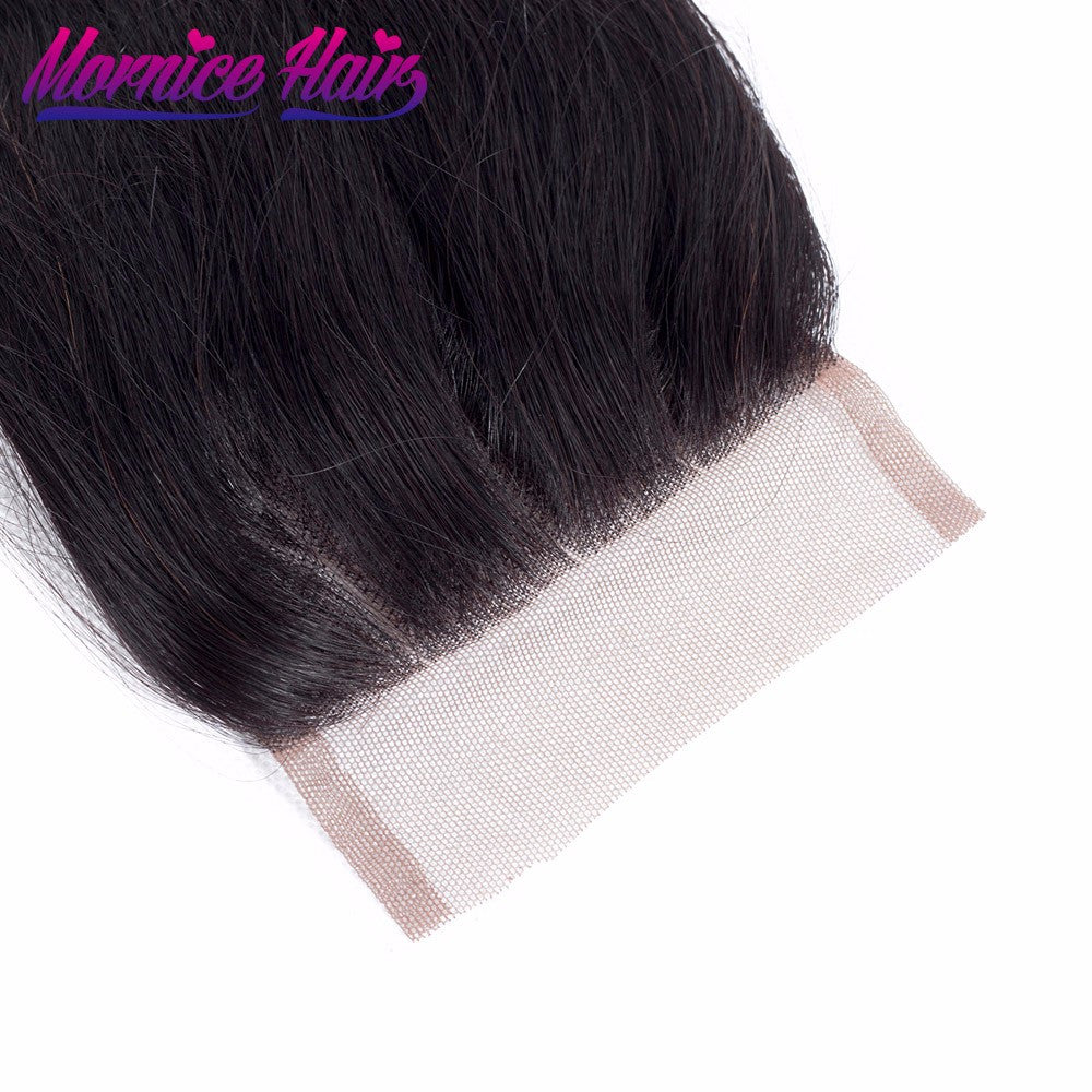 Mornice Hair Peruvian Body Wave Lace Closure 4X4 Three Part 100% Hand Tied Remy Human Hair Closure Density 130% Free Shipping
