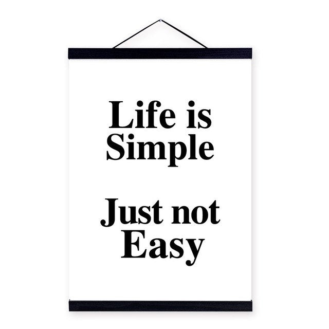 Black White Motivational Typography Life Quote Wooden Framed Canvas A4 Painting Home Decor Wall Art Print Pictures Poster Scroll