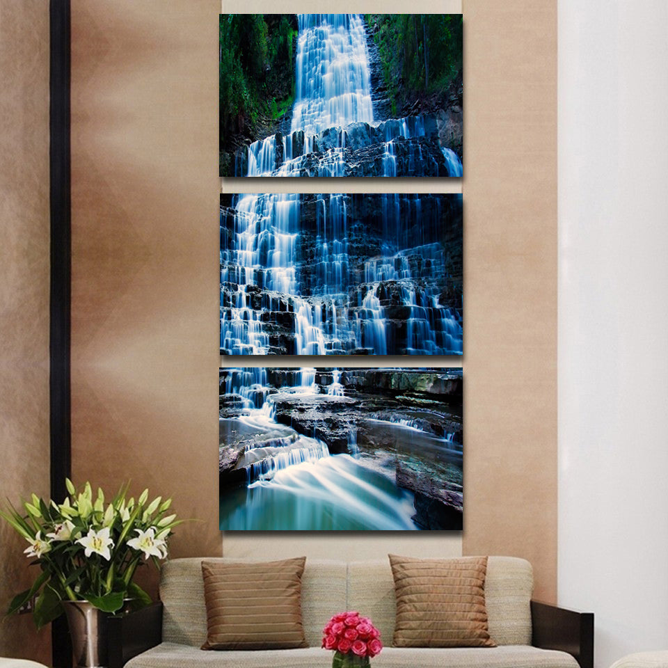 HD printed 3 piece Waterfall landscape Painting wall pictures for living room canvas painting Free shipping/ny-6421D