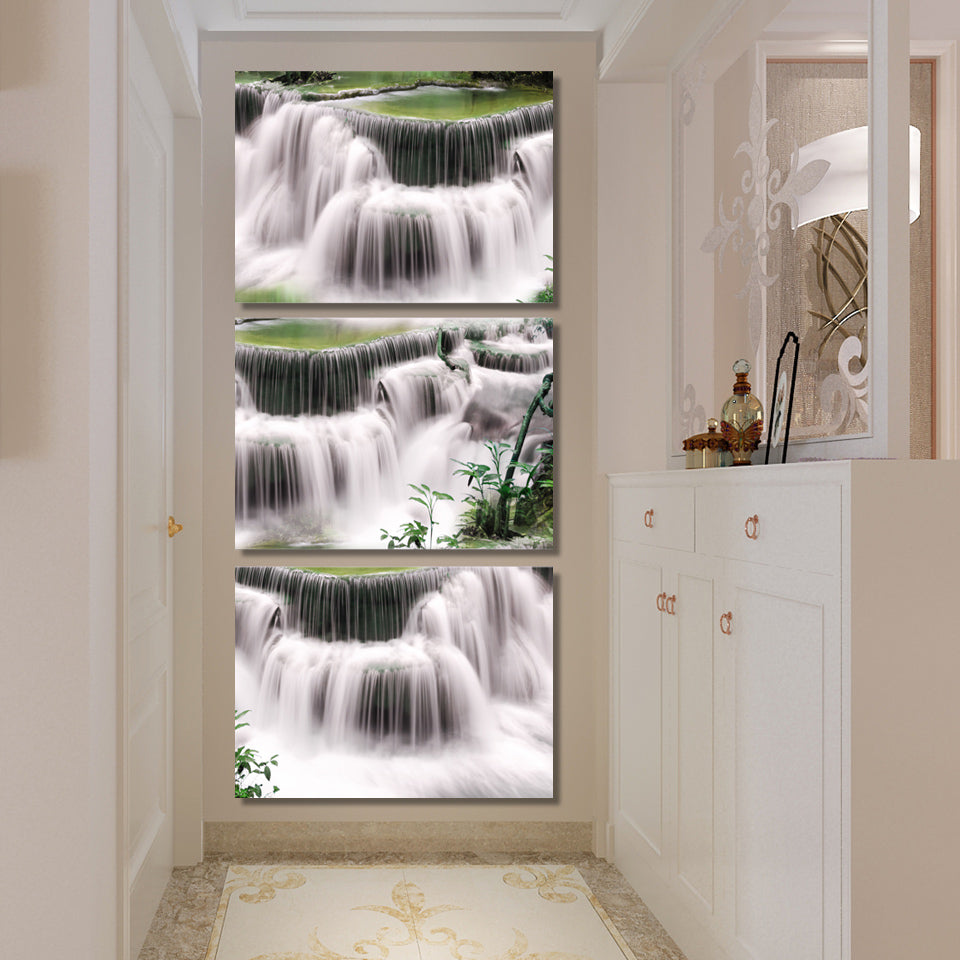 HD printed 3 piece Waterfall landscape Painting wall pictures for living room canvas painting Free shipping/ny-6419D