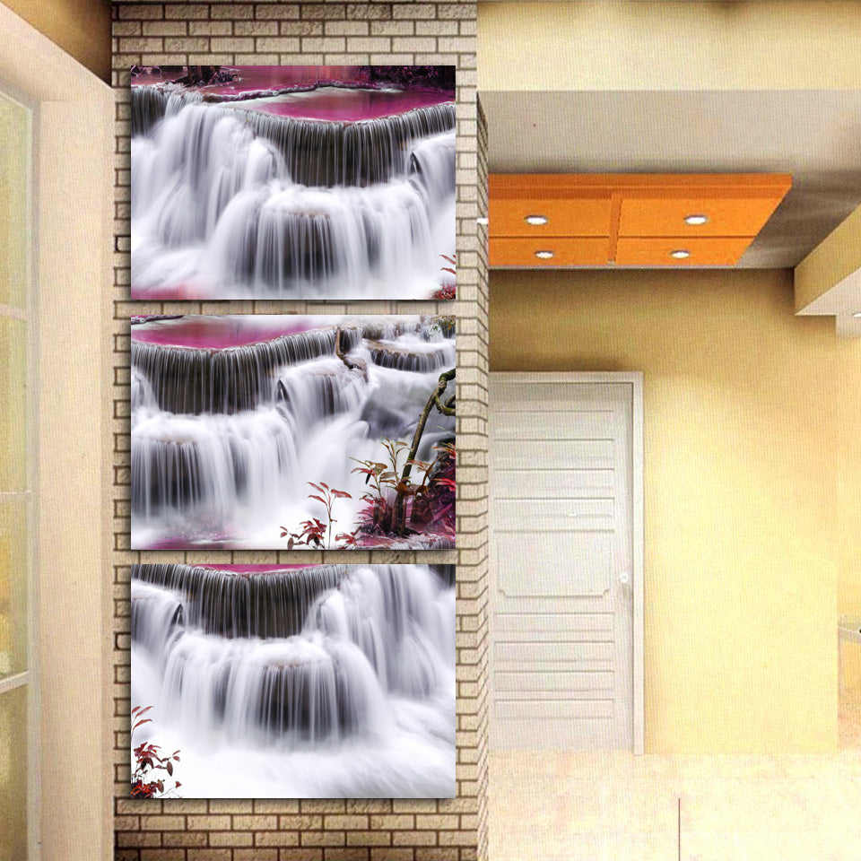 HD printed 3 piece Waterfall landscape Painting wall pictures for living room canvas painting Free shipping/ny-6420D