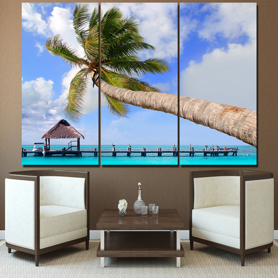 HD Printed 1 Piece Modular Wall Paintings Ji Li Island Landscape Coconut Trees Picture Frame Home Decor Free Shipping ny-6784D