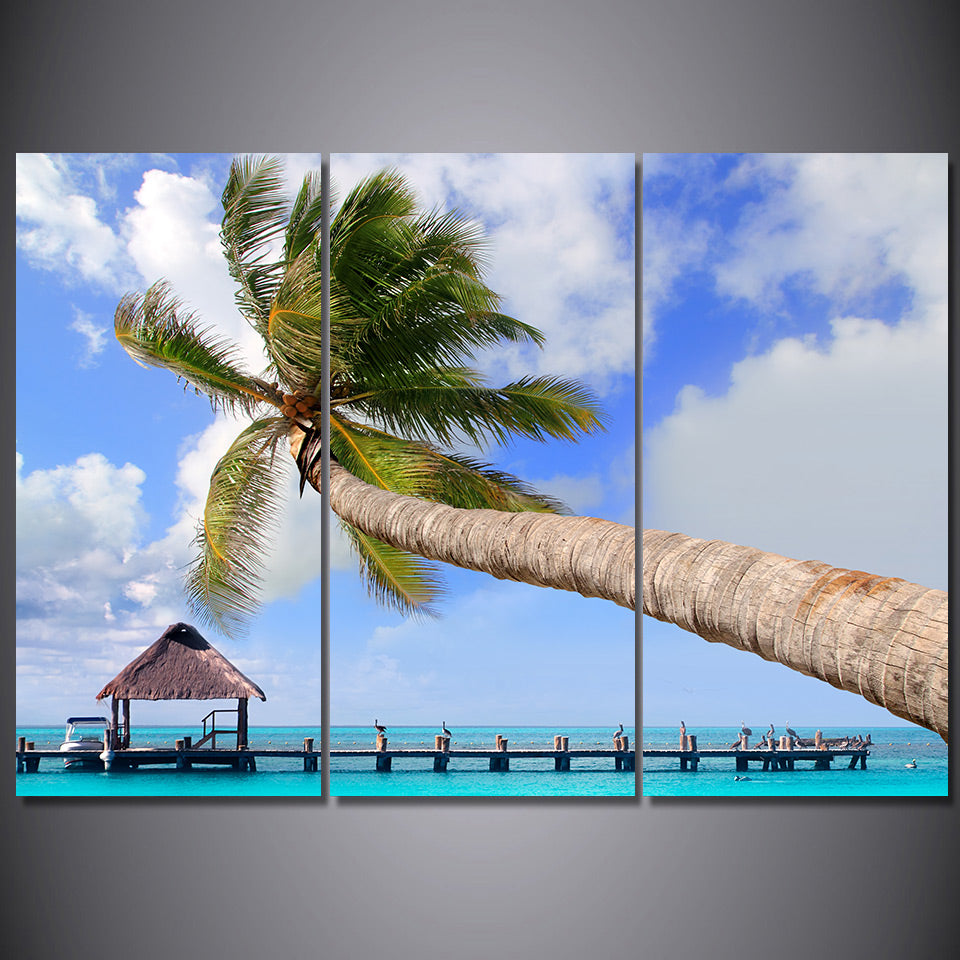 HD Printed 1 Piece Modular Wall Paintings Ji Li Island Landscape Coconut Trees Picture Frame Home Decor Free Shipping ny-6784D