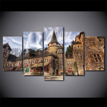 Load image into Gallery viewer, HD Printed 5 Piece Canvas Art European Castle Landscape Painting Vintage Wall Pictures for Living Room Free Shipping NY-6773A
