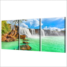 Load image into Gallery viewer, HD printed 3 piece waterfall landscape green lake wall art canvas Painting wall pictures for living room Free shipping/ny-6724D
