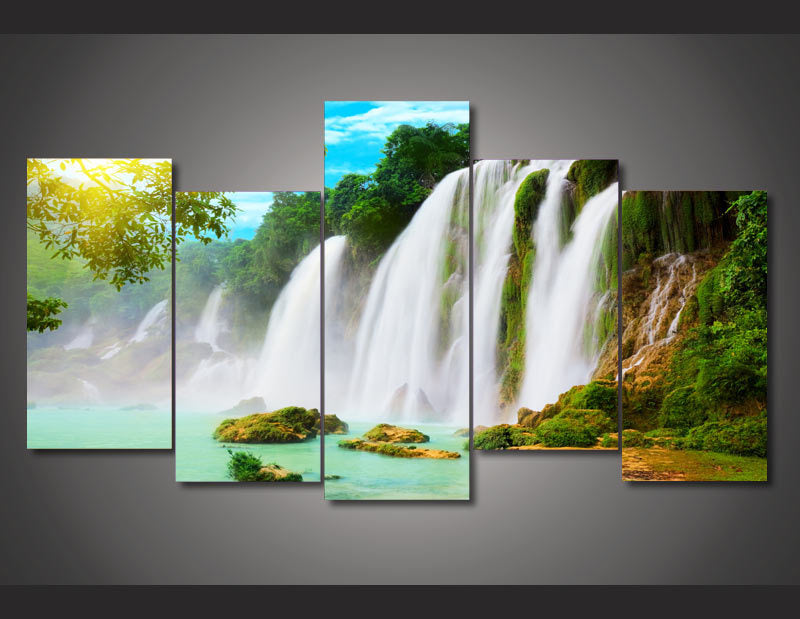 HD Printed Waterfall landscape picture Painting wall art room decor print poster picture canvas Free shipping/ny-680