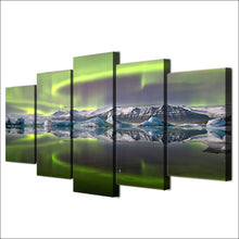 Load image into Gallery viewer, HD printed 5 Piece Canvas Art Psychedelic Aurora Lake Ice Mountain painting Posters and Prints Home Decor Free Shipping ny-6795C
