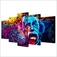 Load image into Gallery viewer, HD Printed 5 Piece Canvas Art Abstract Einstein Painting Psychedelic Color Wall Pictures for Living Room Free Shipping CU-1658B
