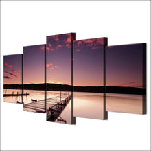 Load image into Gallery viewer, HD printed 5 piece canvas art Pier Painting Wood Bridge Glowing wall pictures for living room modern free shipping/ ny-6736B
