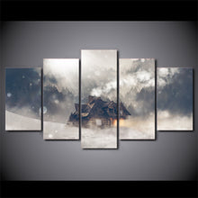 Load image into Gallery viewer, HD printed 5 piece Canvas Painting house snow forest sunshine Artwork living room decor posters and prints free shipping ny-6519
