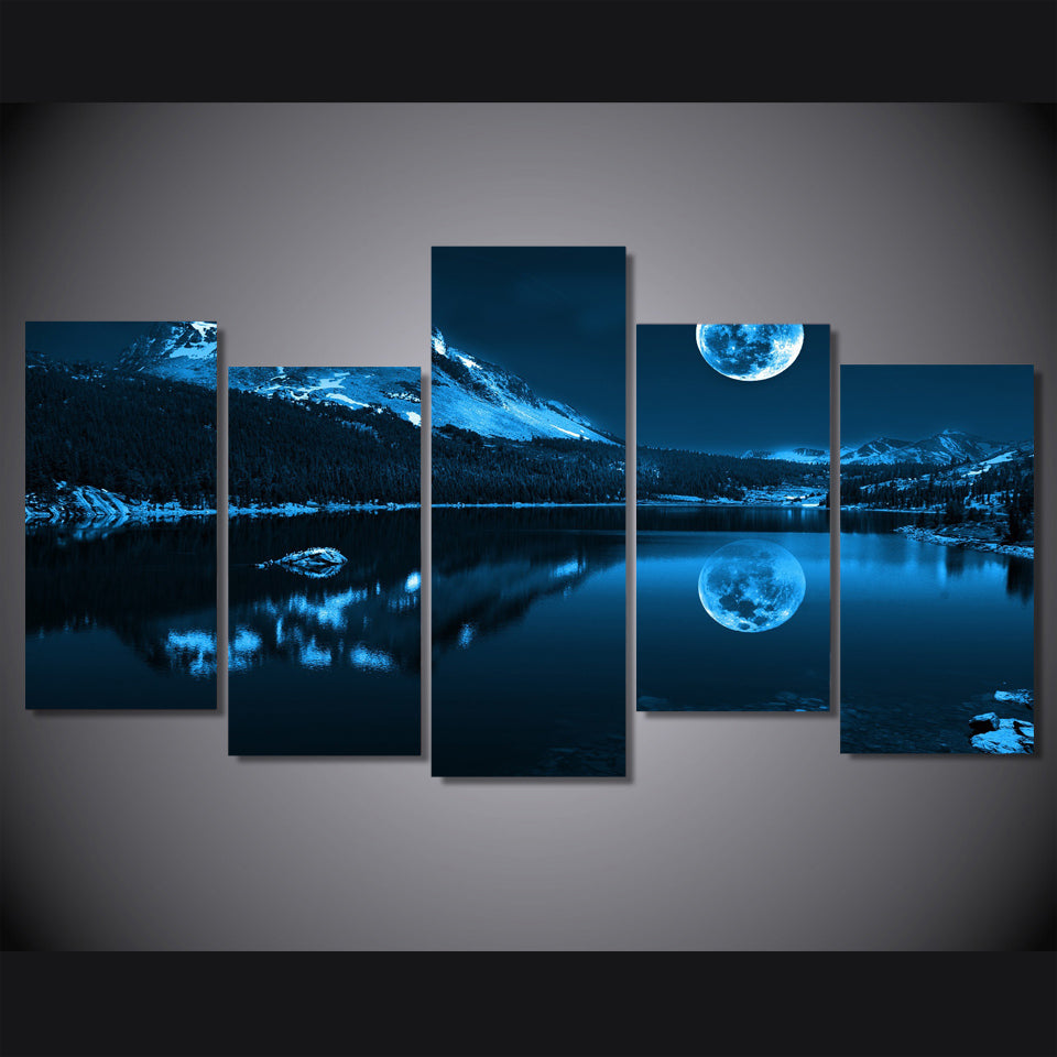 HD Printed Snowy night moon Painting on canvas room decoration print poster picture Free shipping/ny-2263