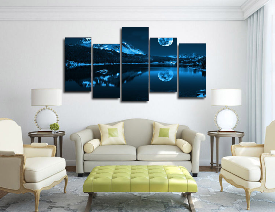 HD Printed Snowy night moon Painting on canvas room decoration print poster picture Free shipping/ny-2263