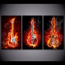 Load image into Gallery viewer, HD printed 3 piece Fire Music Guitar Burning Flame Wall Pictures for Living Room Game Posters and Prints Free Shipping ny-6756D
