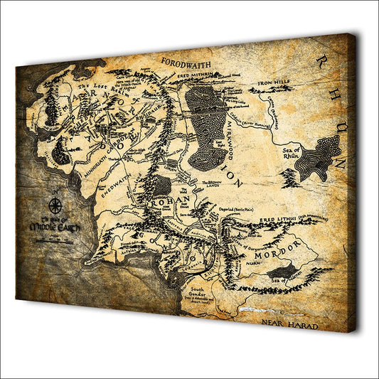 HD printed 1 piece canvas art ancient map painting wall pictures for living room vintage artwork free shipping/ NY-6992D