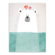 Load image into Gallery viewer, Modern Cute Animal Bear Hippo Poster Print Wall Art Picture Nordic Vintage Kawaii Kids Room Decor Canvas Painting No Frame Gifts

